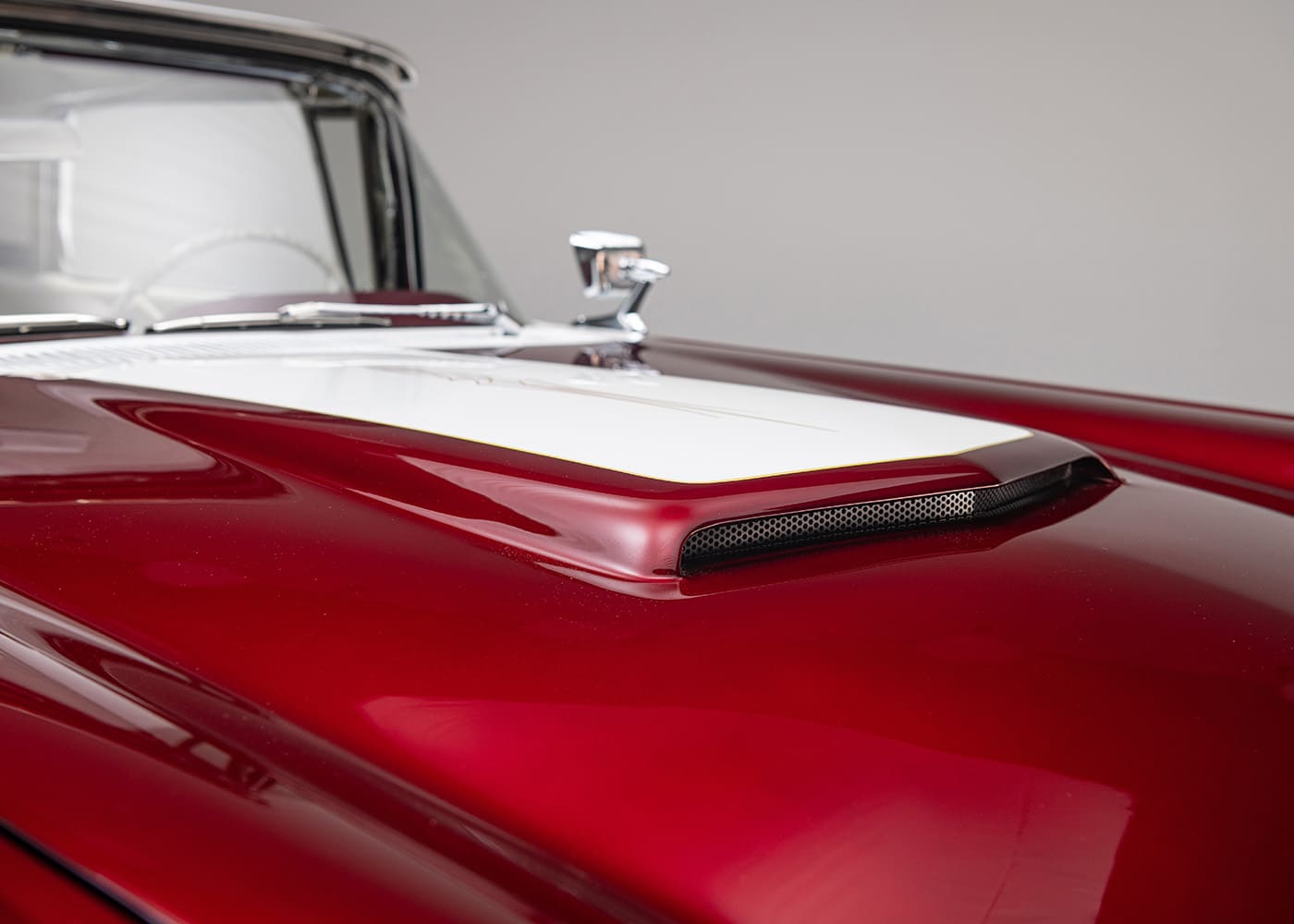 1960 ford thunderbird hood scoop burgundy white custom muscle car restomod styling