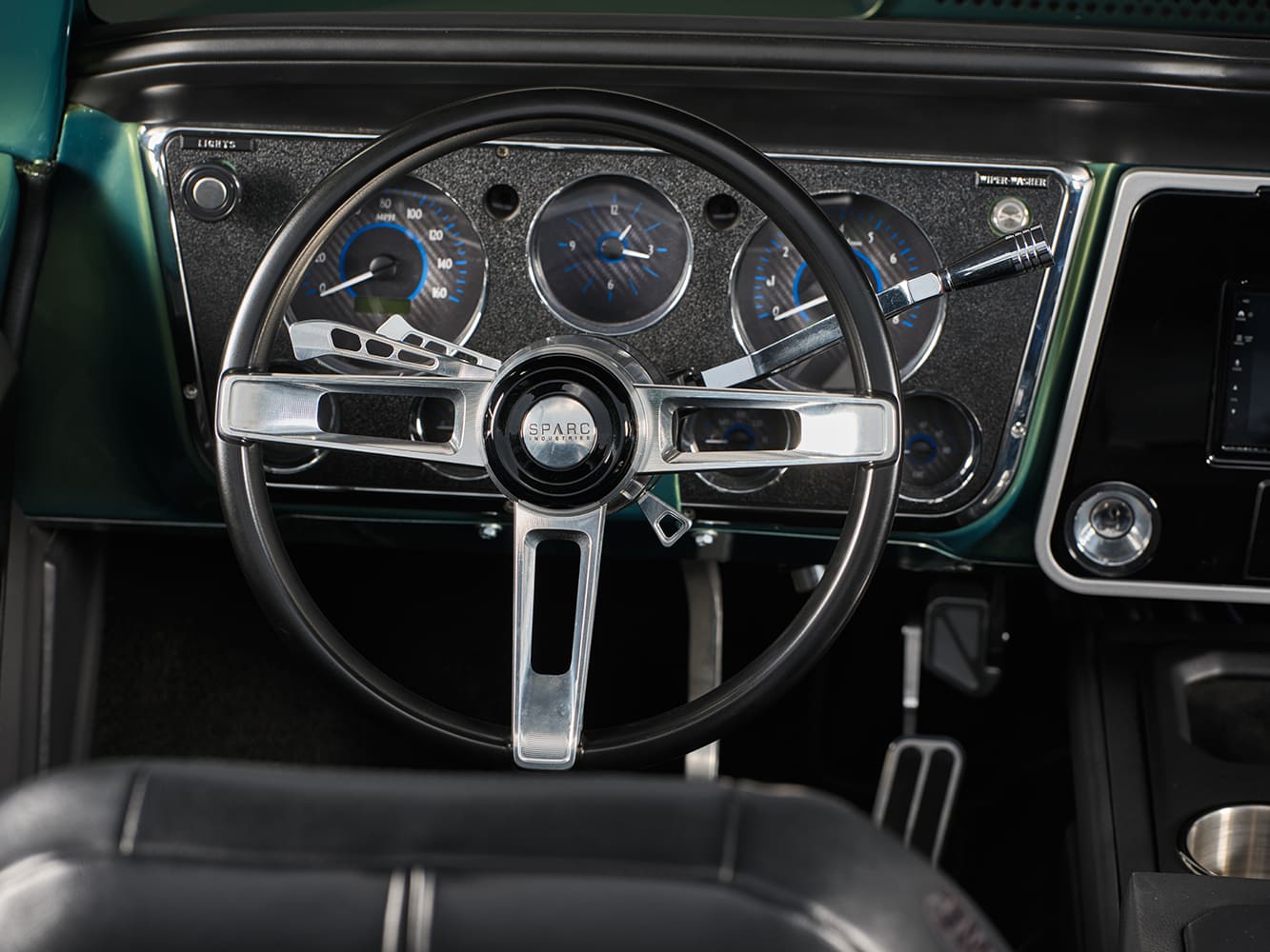 custom steering wheel and gauge cluster