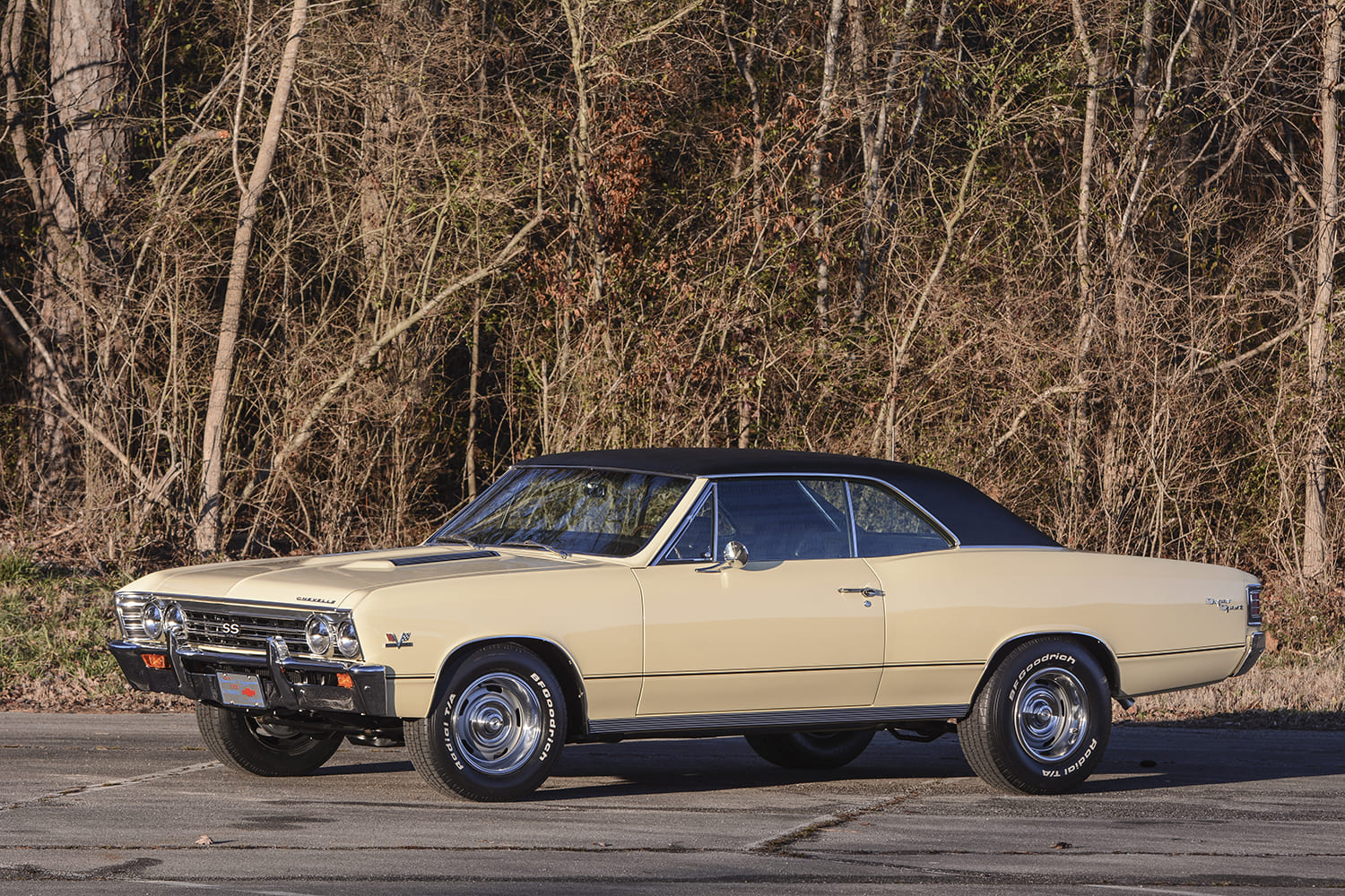 1967 chevrolet chevelle SS 396 side profile big block V8 badge chrome trim factory ride height