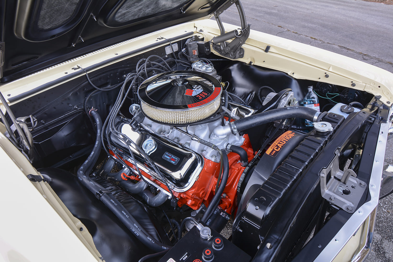 396 big block chevy engine bay turbo jet chrome factory air cleaner