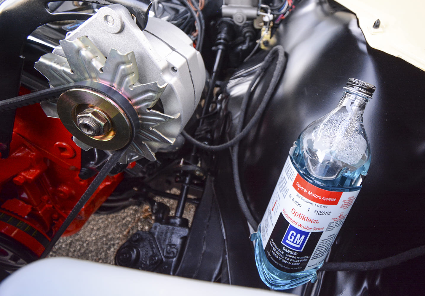 005 1967 Chevrolet Chevelle SS 396 alternator detail GM components restored engine compartment