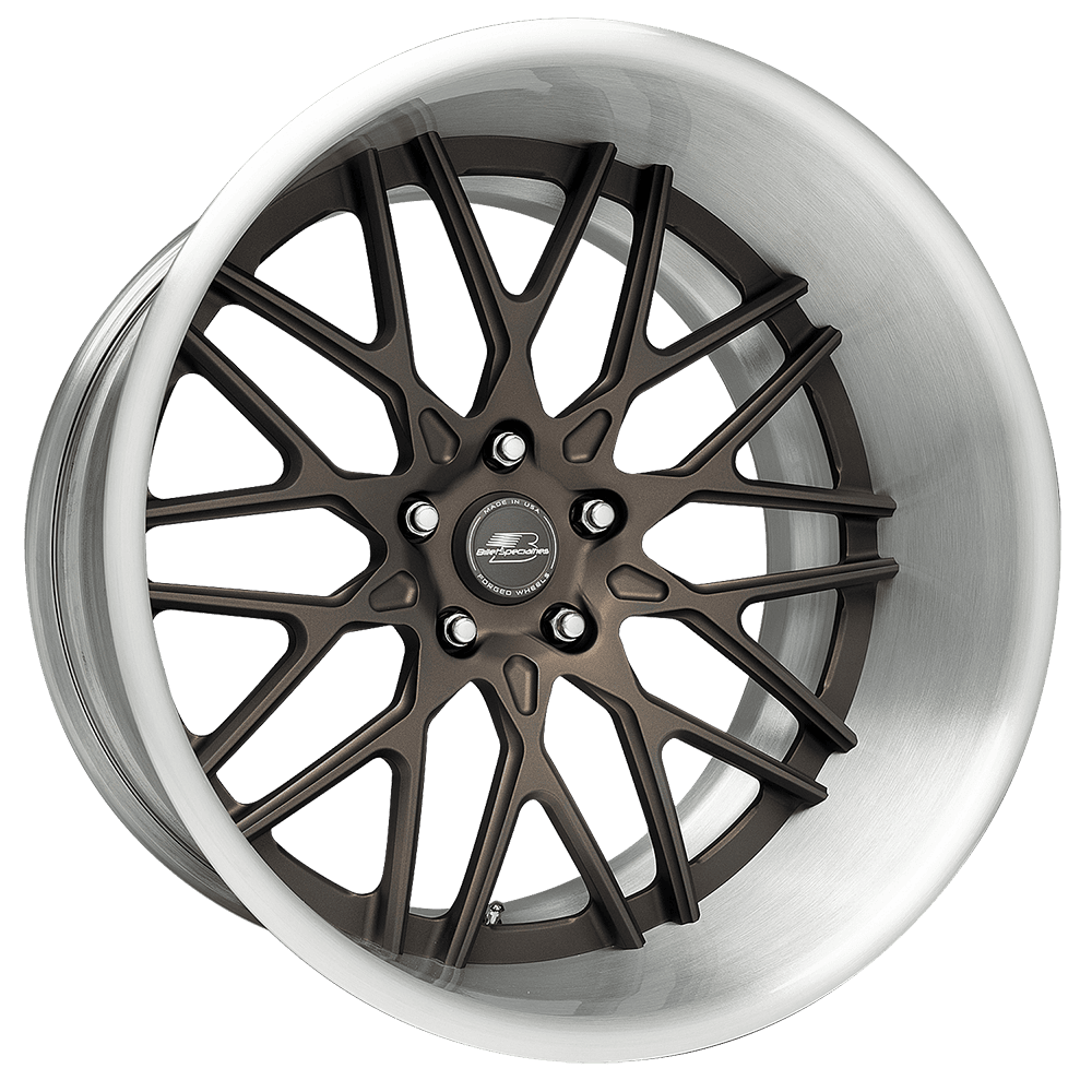 Billet Specialties Keystone multi-spoke custom forged wheel featuring a matte bronze center, five-lug hub, and polished deep-dish aluminum rim.