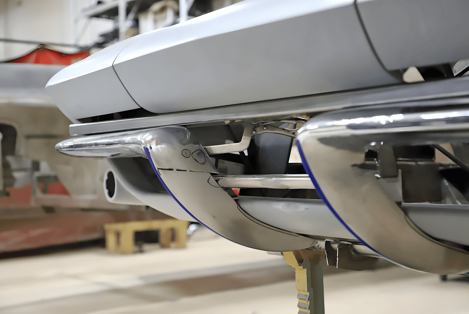 front c2 bumper test fit underside view custom valance integration