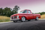 Tony Hick’s 1966 Ford F100 1966 Ford F100 custom red lowered pickup front angle chrome wheels street truck