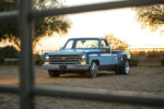 1978 Chevrolet C10 custom dually pickup sunset front three quarter view blue two tone lowered stance