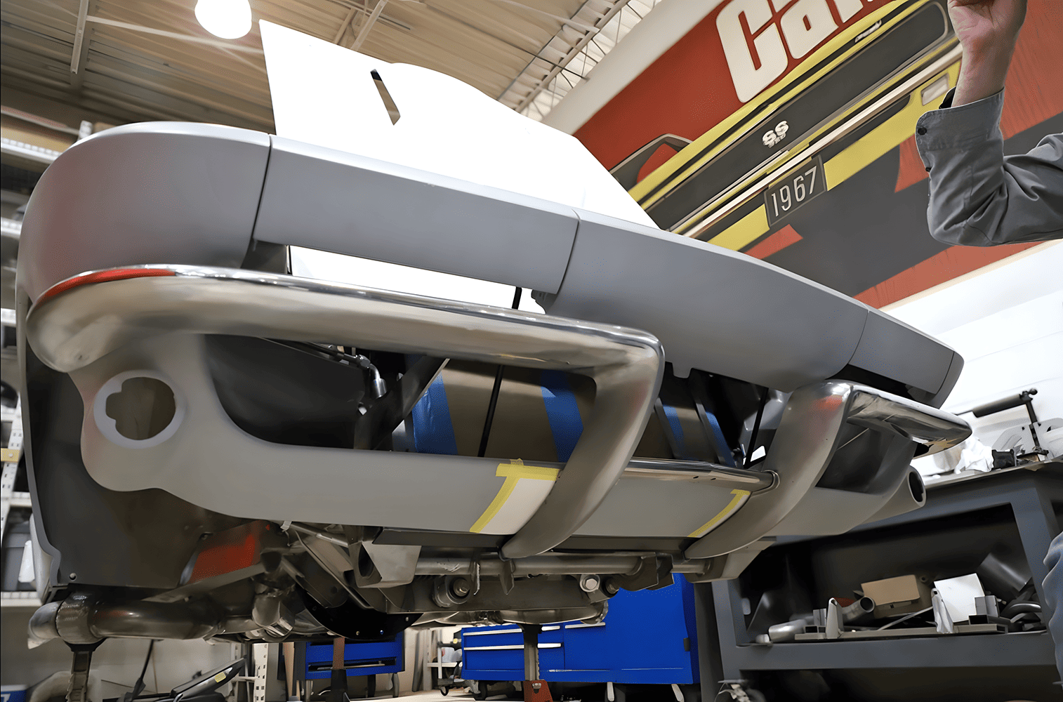1965 c2 corvette front end bumper test fit lower valance alignment custom metal fabrication