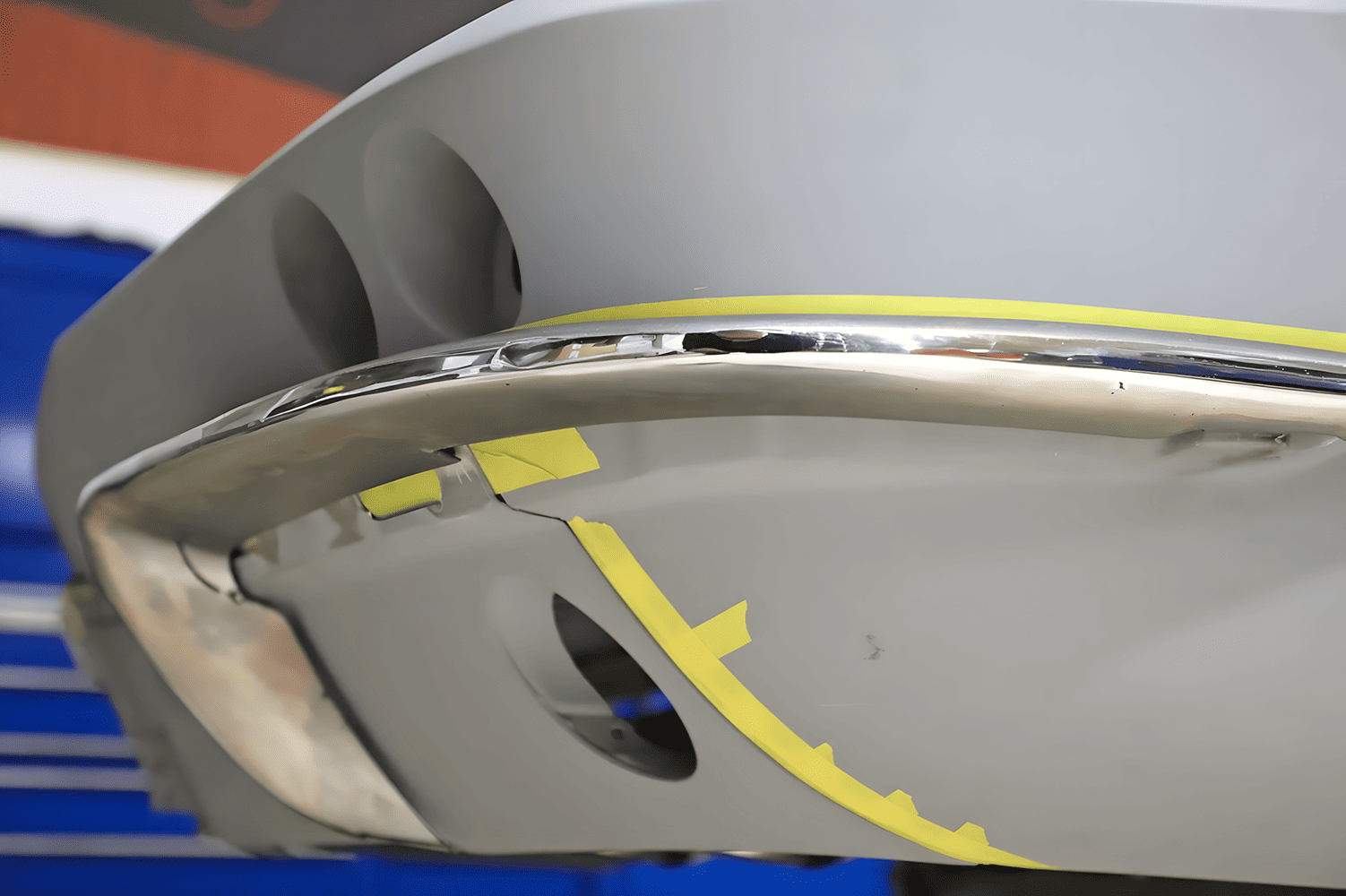 65 corvette rear bumper close up alignment custom body modification