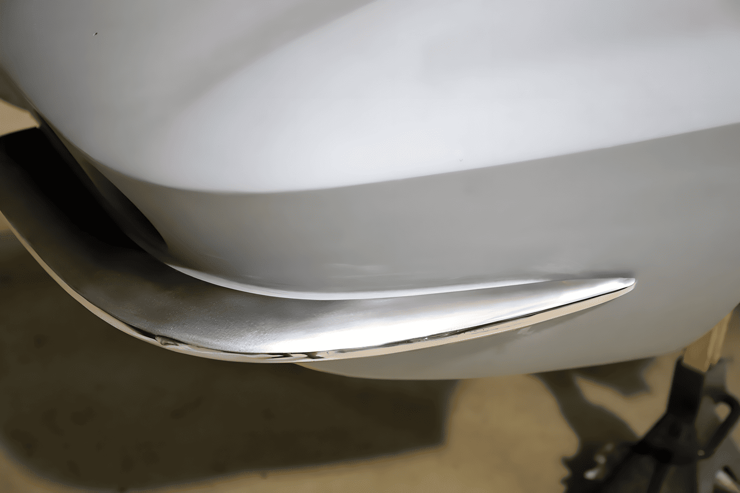 1965 vette rear bumper corner close up polished stainless custom fitment