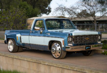 Chevrolet C10 dually pickup parked driveway front three quarter clean restoration detail