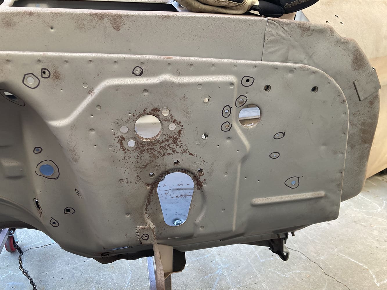 C10 firewall driver's side holes repair prep