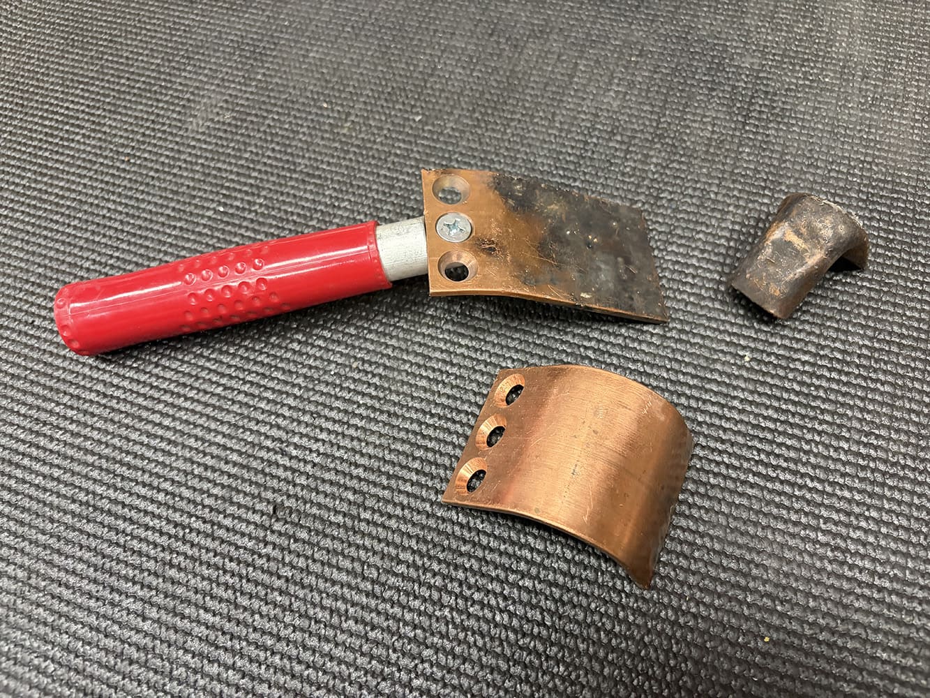 backing tool made of copper brass for welding small holes
