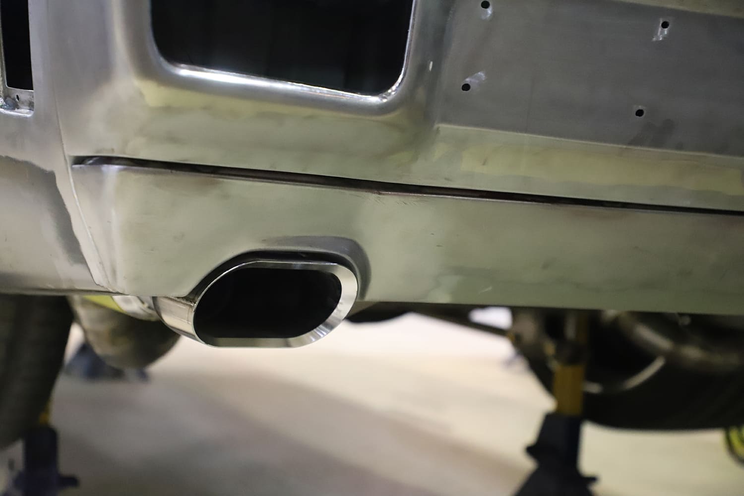 1970 chevrolet chevelle exhaust tip and modified rear valence detail after fabrication