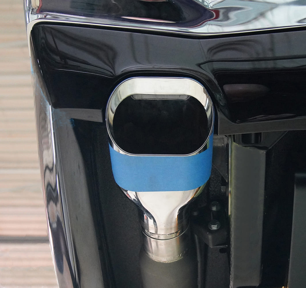 1970 chevrolet chevelle black chevelle exhaust detail showing polished stainless steel tip