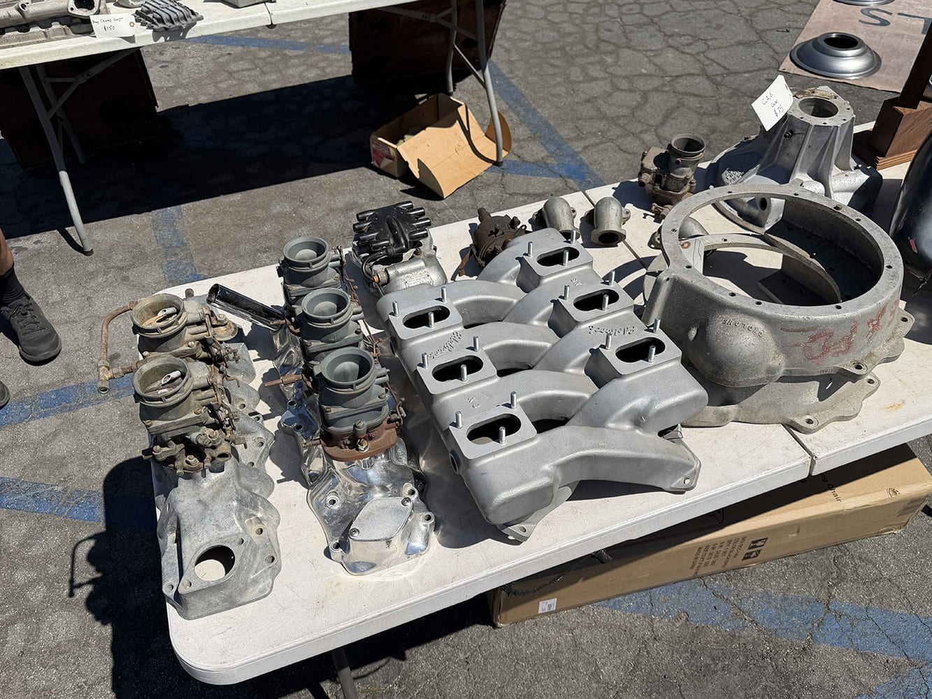 2026 LA roadsters show swap meet carbs , intake manifolds, bellhousing