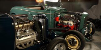 Pair of hot rods with Hemi and 409 engines.