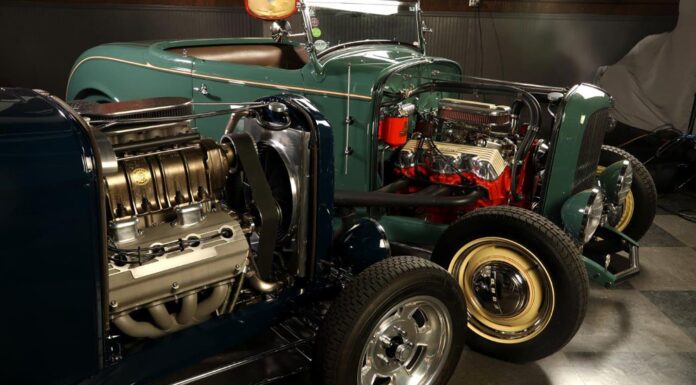 Two of Hot Rodding’s Favorite Engines: Hemi and 409 Pair of hot rods with Hemi and 409 engines.
