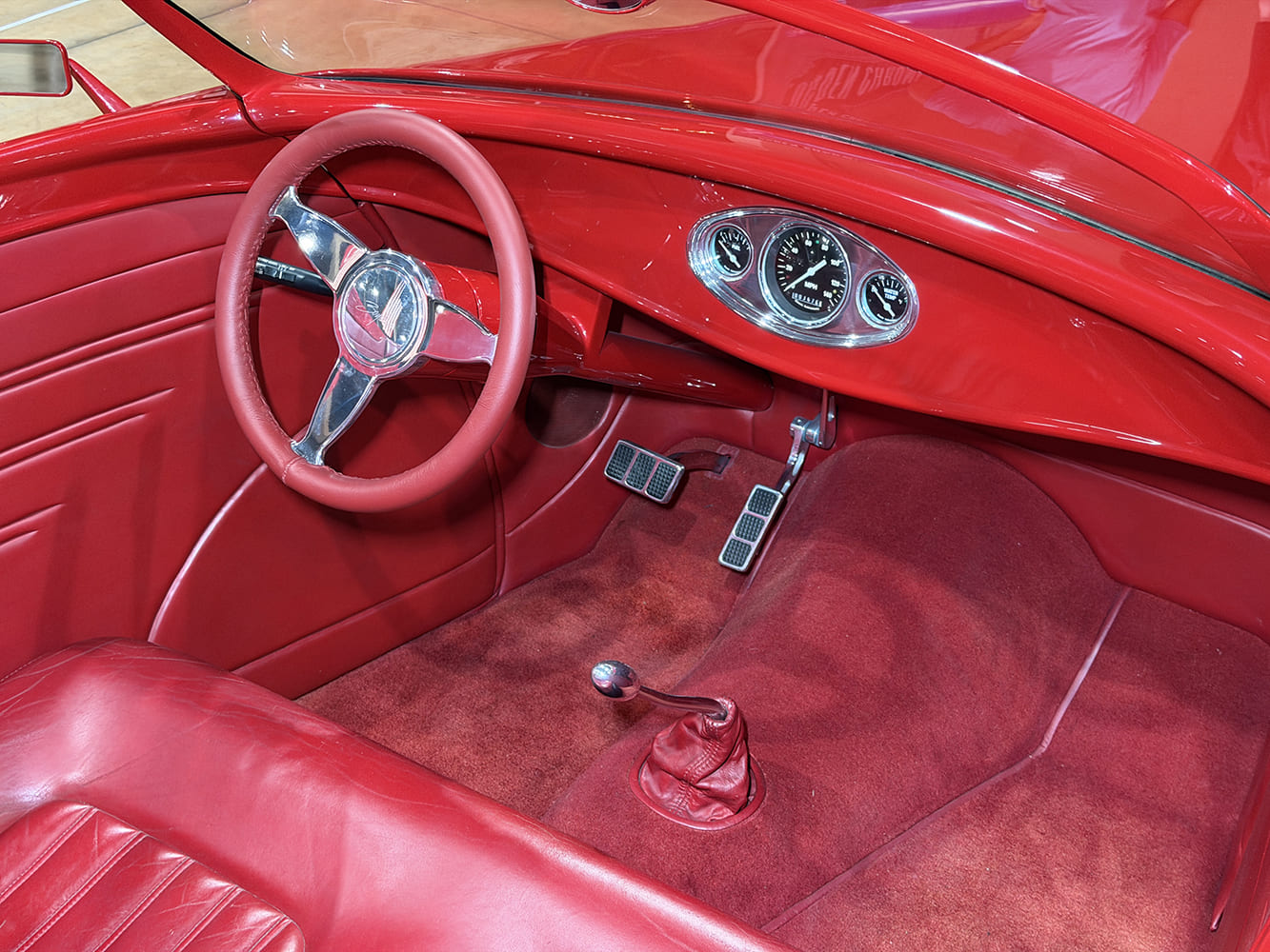 red 32 ford dashboard highly customized