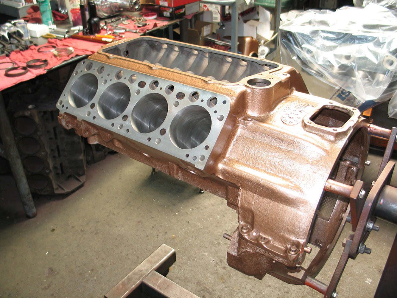1957 Chrysler 392 Hemi engine block bare machined cylinders classic V8 rebuild