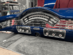 1957 Ford Ranchero custom gauge cluster restored blue dash chrome trim vintage style interior