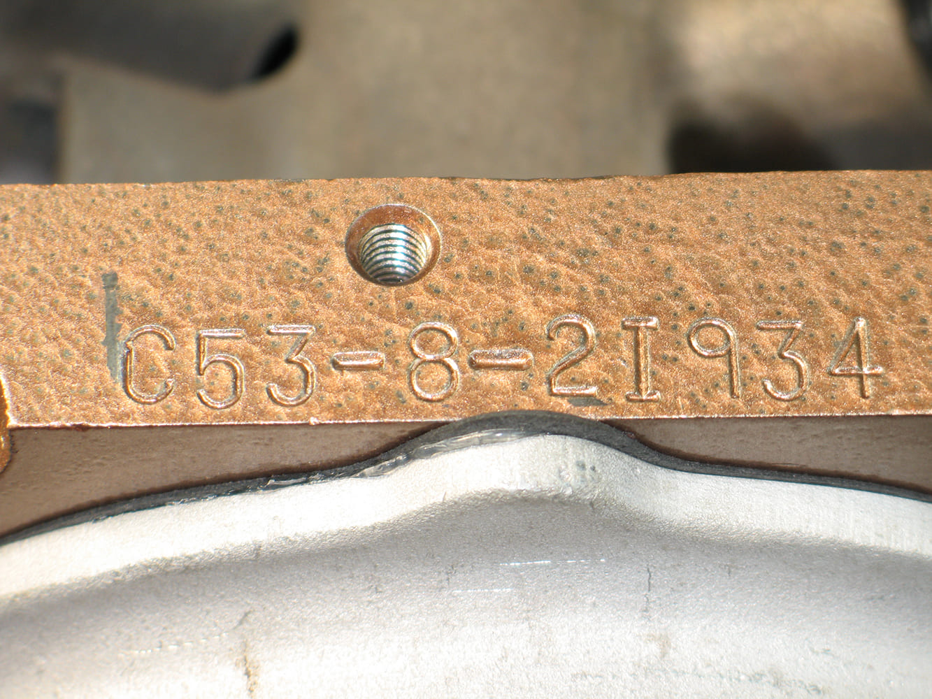 1957 Chrysler 392 Hemi engine casting number C53 8 2 1934 vintage Chrysler block detail