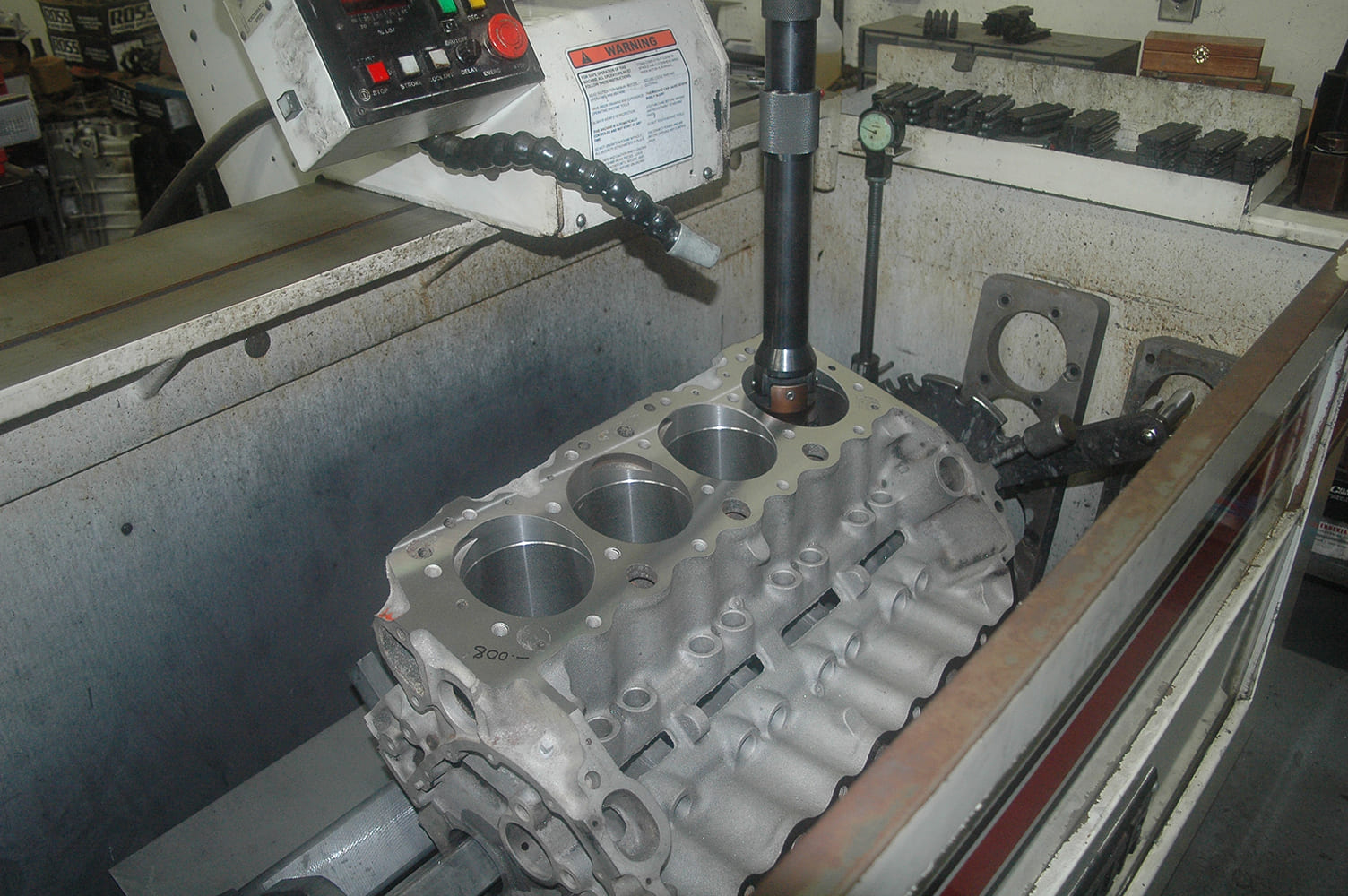 409 engine block boring machine shop cylinder honing process
