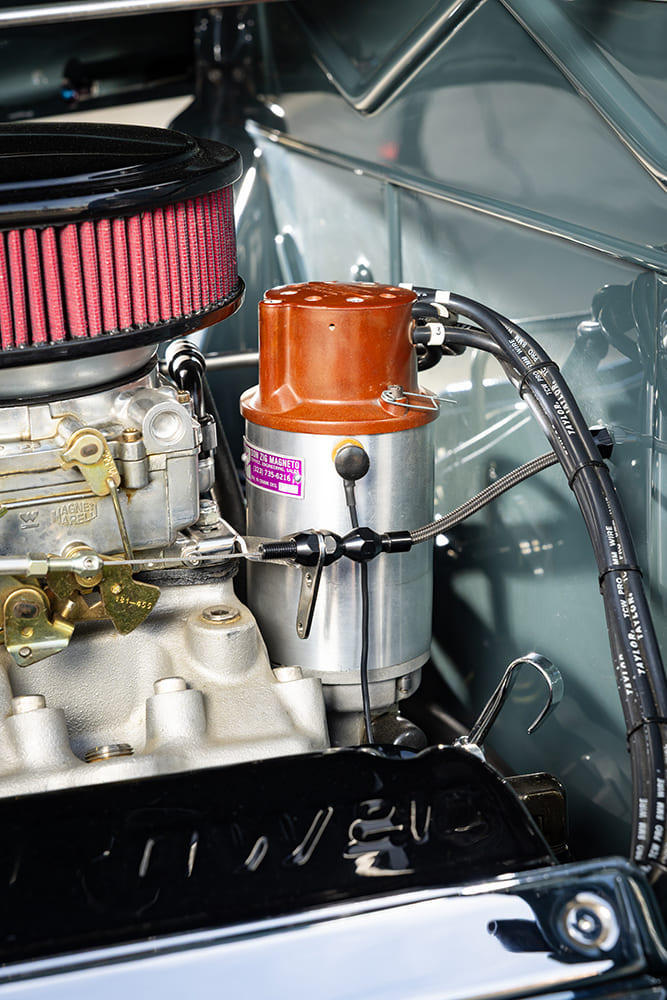 33 Ford 3 Window Coupe hot rod magneto ignition detail wiring vintage performance setup engine bay