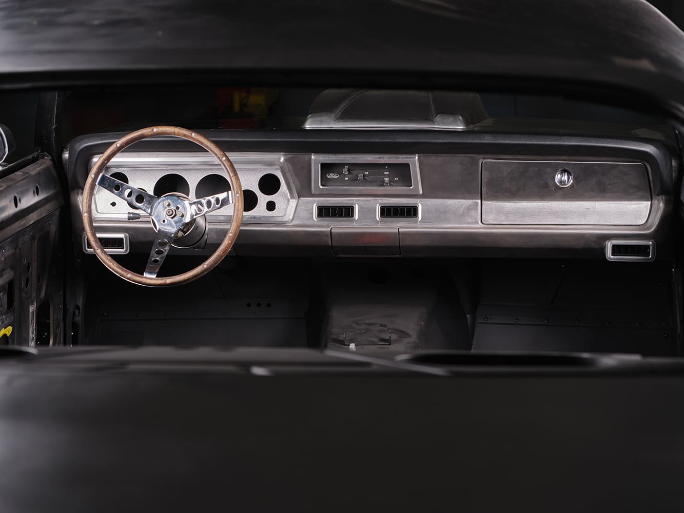 1971 Plymouth Duster bare metal interior fabrication dash custom build project muscle car restoration