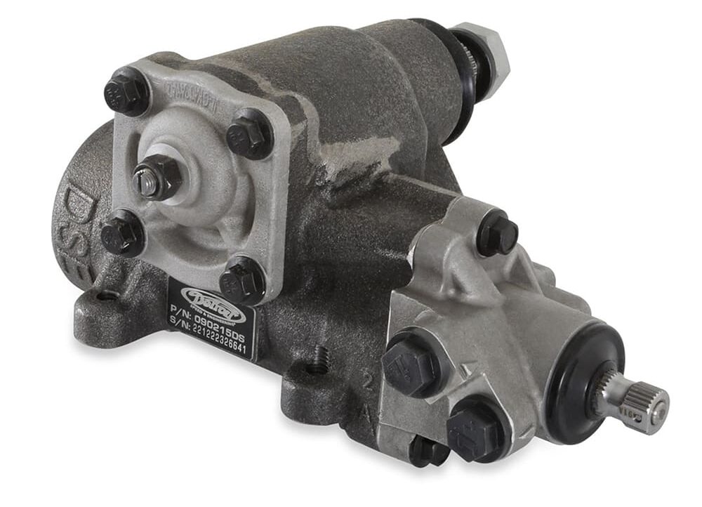 Detroit Speed 12.7:1 fast-ratio steering box upgrade for GM S-Series and S-10 pickup front suspension.