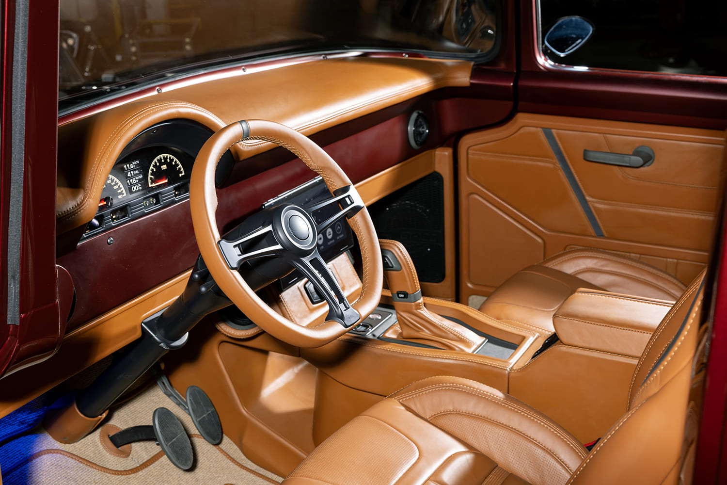 Cockpit and Custom Dashboard View of 1956 Ford F100