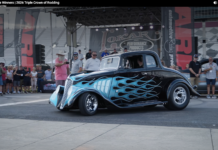 Black with blue flame willys hot rod at triple crown of rodding