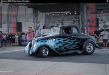 Black with blue flame willys hot rod at triple crown of rodding